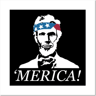 Independence Day Gifts Funny Abe Lincoln Merican Merica Merican Eagle Cool Gifts Posters and Art